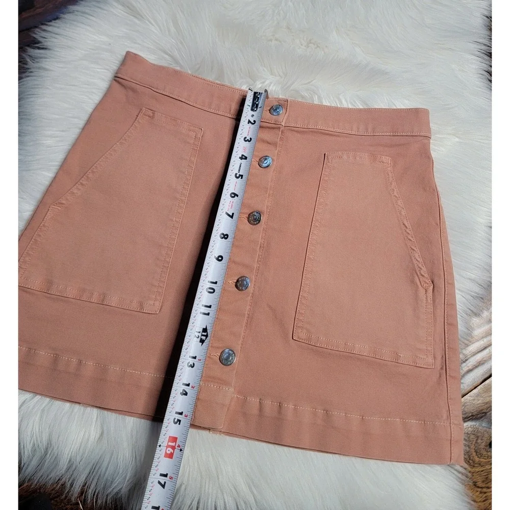 Veronica Beard Button Front Mini Skirt Women's Size 30 Dusty Pink Rose